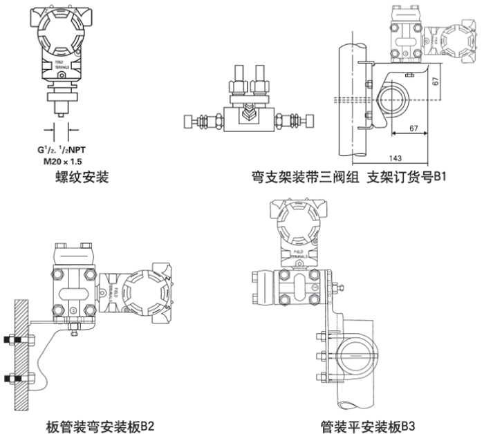 消防壓力變送器安裝方式示意圖