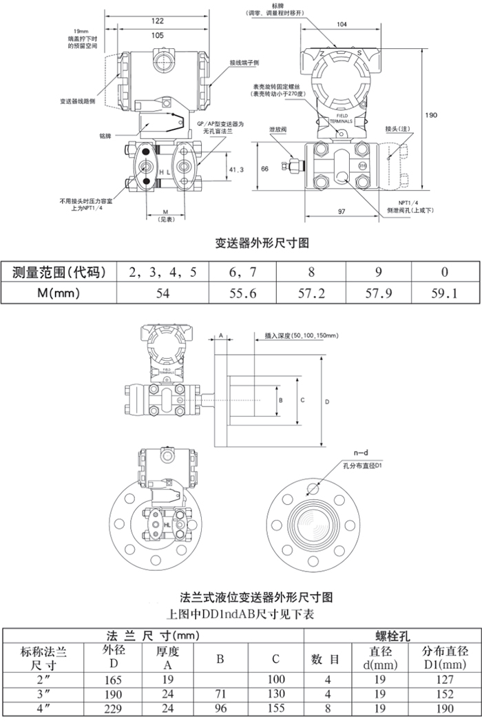 石油壓力變送器規(guī)格尺寸表